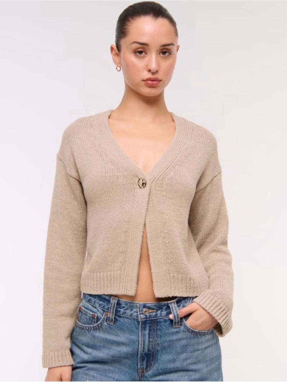 Abercrombie & Fitch Textural 1-Button Cardigan